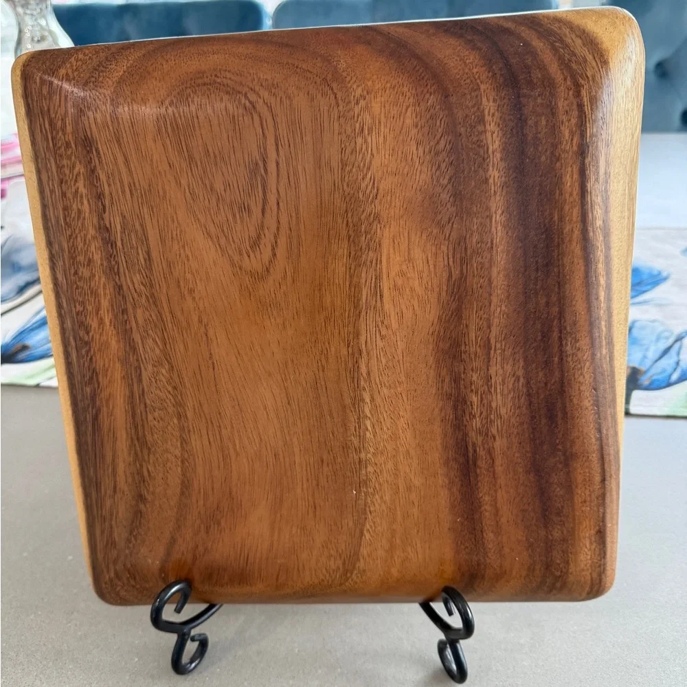 Vintage handmade Wood square platter with 4 sections made in the Philippines !